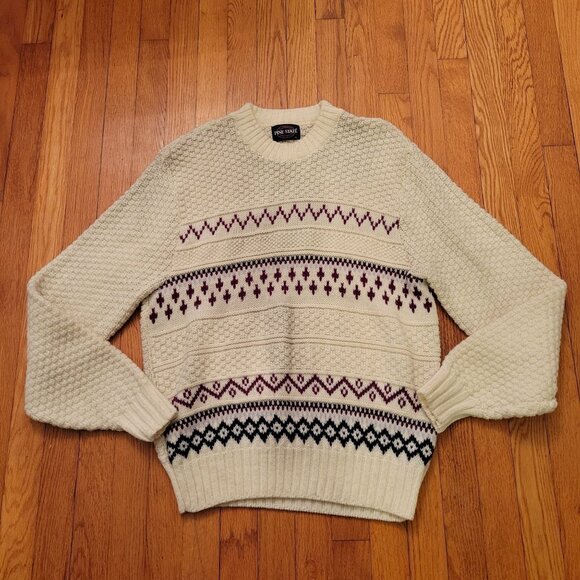 Pine State L Cream Chunky Knit Sweater USA Vintage Grandpacore - Picture 1 of 6